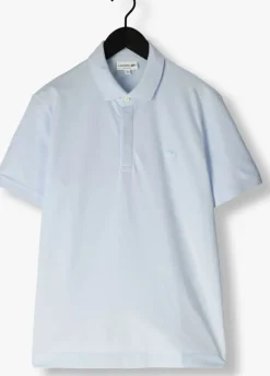 lichtblauwe lacoste polo regular fit cotton blend polo shirt