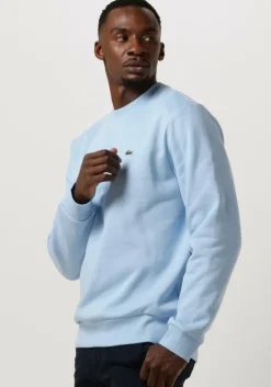 lichtblauwe lacoste sweater classic fit brushed fleece sweatshirt