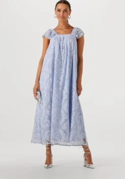 lichtblauwe lollys laundry maxi jurk milanll midi dress sl