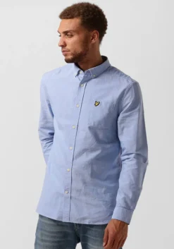 lichtblauwe lyle & scott casual overhemd regular fit light weight oxford shirt