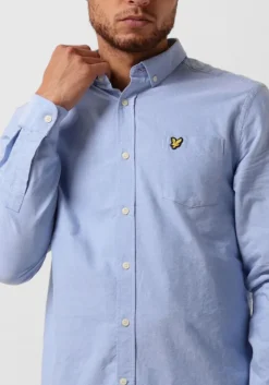 lichtblauwe lyle & scott casual overhemd regular fit light weight oxford shirt