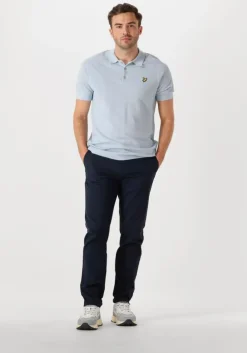 lichtblauwe lyle & scott polo linen blend knitted polo