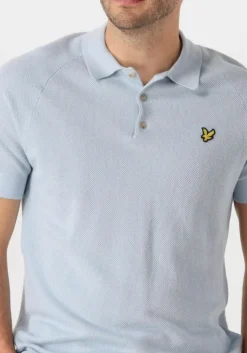 lichtblauwe lyle & scott polo linen blend knitted polo
