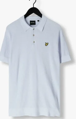 lichtblauwe lyle & scott polo linen blend knitted polo