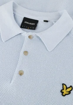 lichtblauwe lyle & scott polo linen blend knitted polo