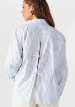 lichtblauwe modström blouses millemd stripe shirt
