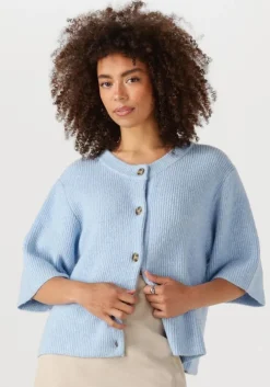 lichtblauwe modström vest noemd cardigian