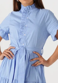 lichtblauwe neo noir maxi jurk nellie stripe dress