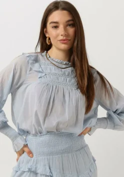 lichtblauwe notre-v blouses voile blouse