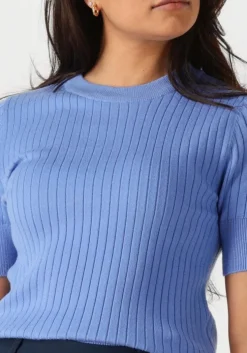 lichtblauwe object t-shirt objnoelle s/s knit t-shirt