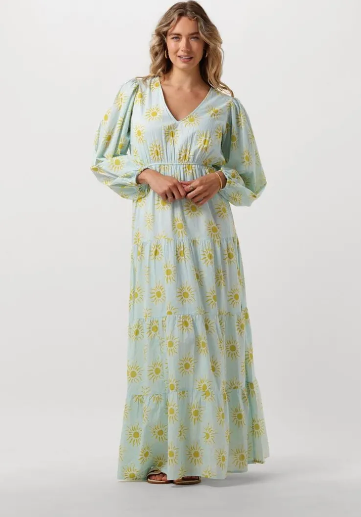 lichtblauwe omoda atelier maxi jurk x kae