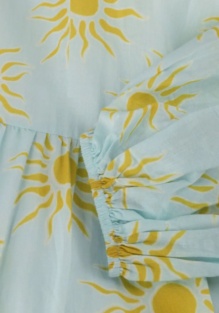 lichtblauwe omoda atelier maxi jurk x kae