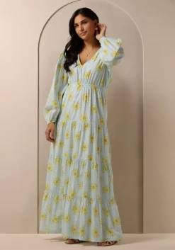 lichtblauwe omoda atelier maxi jurk x kae