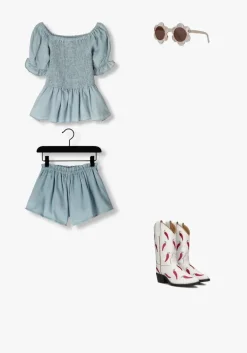 lichtblauwe petit blush blouses smock top