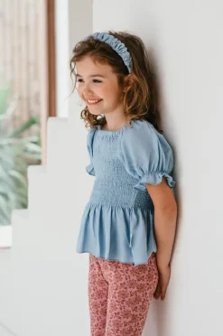 lichtblauwe petit blush blouses smock top