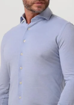 lichtblauwe profuomo klassiek overhemd knitted shirt