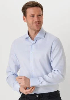 lichtblauwe profuomo klassiek overhemd fine twill - slim fit - non iron