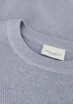 lichtblauwe profuomo trui structure crew neck