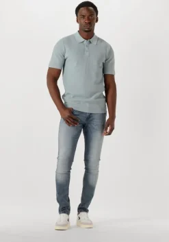 lichtblauwe pure path polo regular fit polo ss knitwear