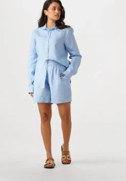 lichtblauwe resort finest blouses shirt 100% linen