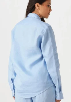 lichtblauwe resort finest blouses shirt 100% linen
