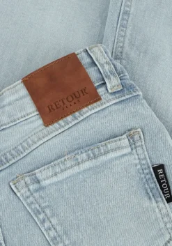 lichtblauwe retour straight leg jeans celeste