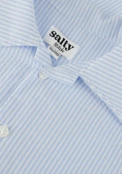 lichtblauwe salty stitch blouses oversized blouse - salty stripes
