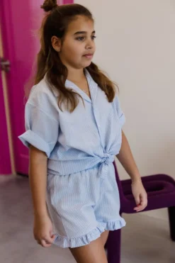 lichtblauwe salty stitch blouses oversized blouse - salty stripes