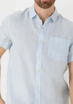 lichtblauwe scotch & soda casual overhemd short-sleeved regular fit linen shirt