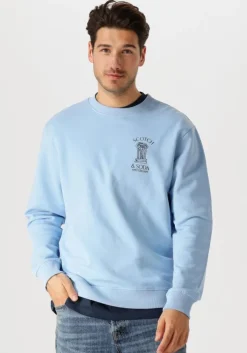 lichtblauwe scotch & soda sweater front artwork relaxed fit sweatshirt