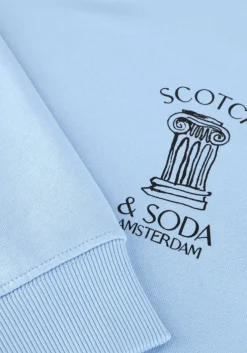 lichtblauwe scotch & soda sweater front artwork relaxed fit sweatshirt