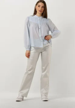lichtblauwe scotch & soda blouses shirt with pin tuck yoke and gathering