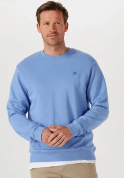 lichtblauwe scotch & soda sweater seasonal core - regular-fit logo sweatshirt