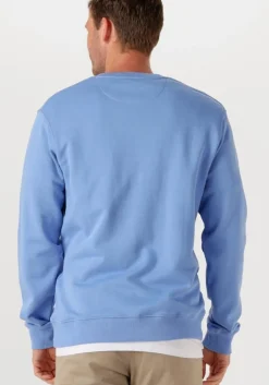 lichtblauwe scotch & soda sweater seasonal core - regular-fit logo sweatshirt