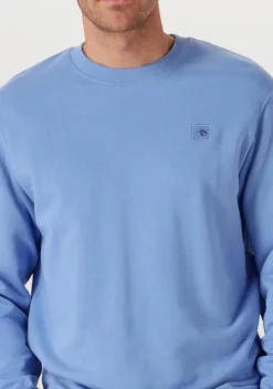 lichtblauwe scotch & soda sweater seasonal core - regular-fit logo sweatshirt