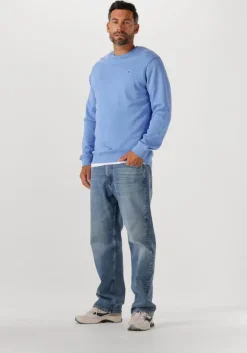 lichtblauwe scotch & soda sweater seasonal core - regular-fit logo sweatshirt