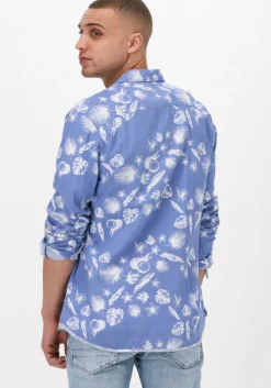 lichtblauwe scotch & soda casual overhemd regular fit bonded shirt