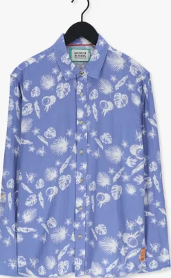 lichtblauwe scotch & soda casual overhemd regular fit bonded shirt