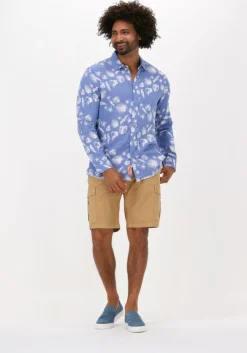 lichtblauwe scotch & soda casual overhemd regular fit bonded shirt