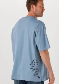 lichtblauwe scotch & soda t-shirt loose-fit artwork t-shirt