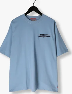 lichtblauwe scotch & soda t-shirt loose-fit artwork t-shirt