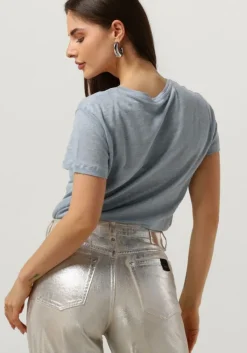 lichtblauwe second female t-shirt peony o-neck tee