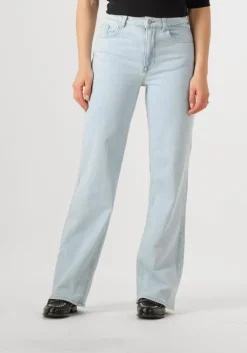 lichtblauwe selected femme wide jeans slfalice-n hw wide lon sky blue jeat