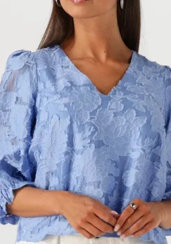 lichtblauwe selected femme blouses slfcathi-sadie 3/4 top ff