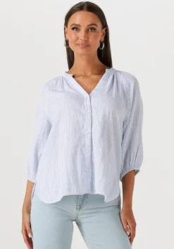 lichtblauwe selected femme blouses slfalberta 3/4 stripe shirt noos