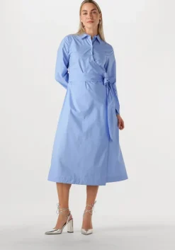 lichtblauwe selected femme midi jurk slfaviana ls midi wrap dress