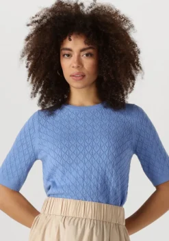 lichtblauwe selected femme top slfhelen 2/4 knit boat neck