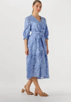 lichtblauwe selected femme midi jurk slfsadie 3/4 midi dress