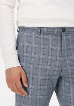 lichtblauwe selected homme pantalon slhlim-timelogan blu snd chk trs