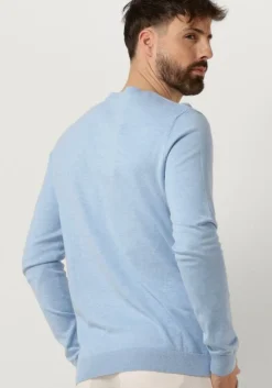 lichtblauwe selected homme trui slhberg crew neck noos